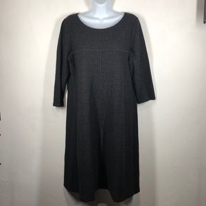Eileen Fisher 100% wool charcoal grey dress sz med